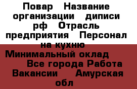 Повар › Название организации ­ диписи.рф › Отрасль предприятия ­ Персонал на кухню › Минимальный оклад ­ 23 000 - Все города Работа » Вакансии   . Амурская обл.